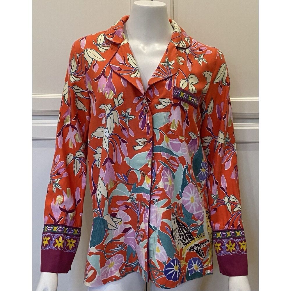 Women's Sz Small Anthropologie Lil Sire Cheetah Dreams Flannel Pajama Shirt Top